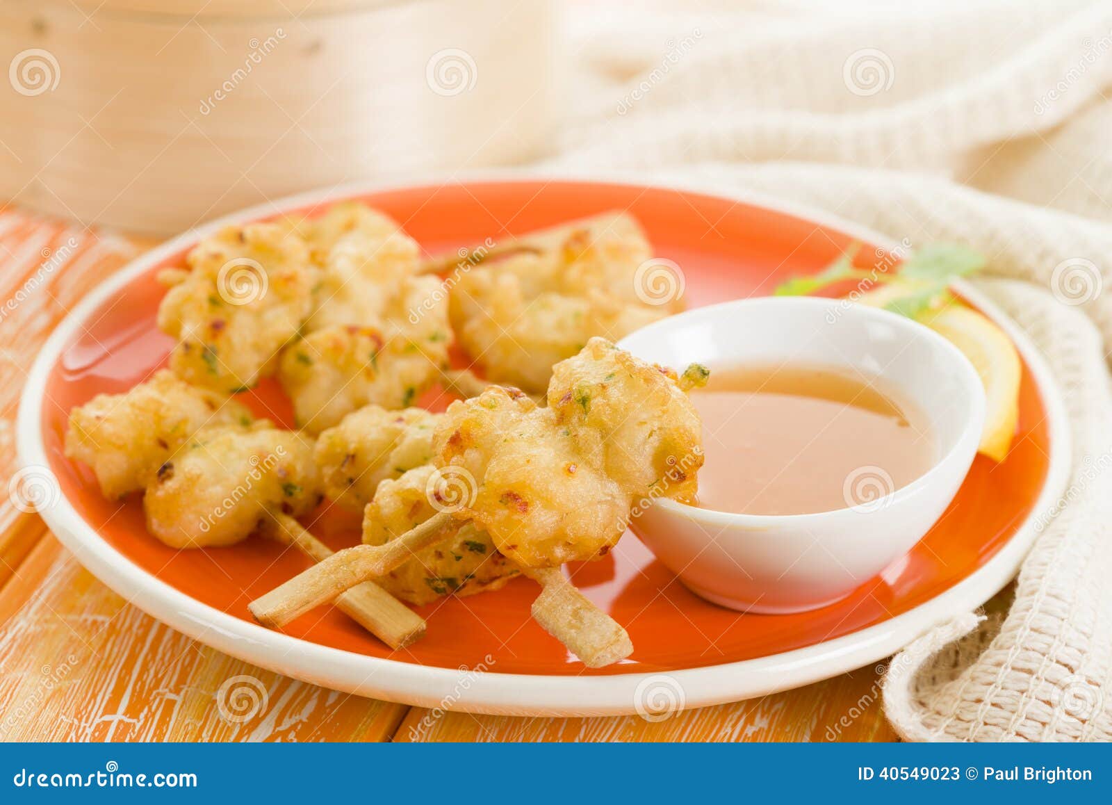 Squid Tempura Skewers stock image. Image of bowl, deep 40549023