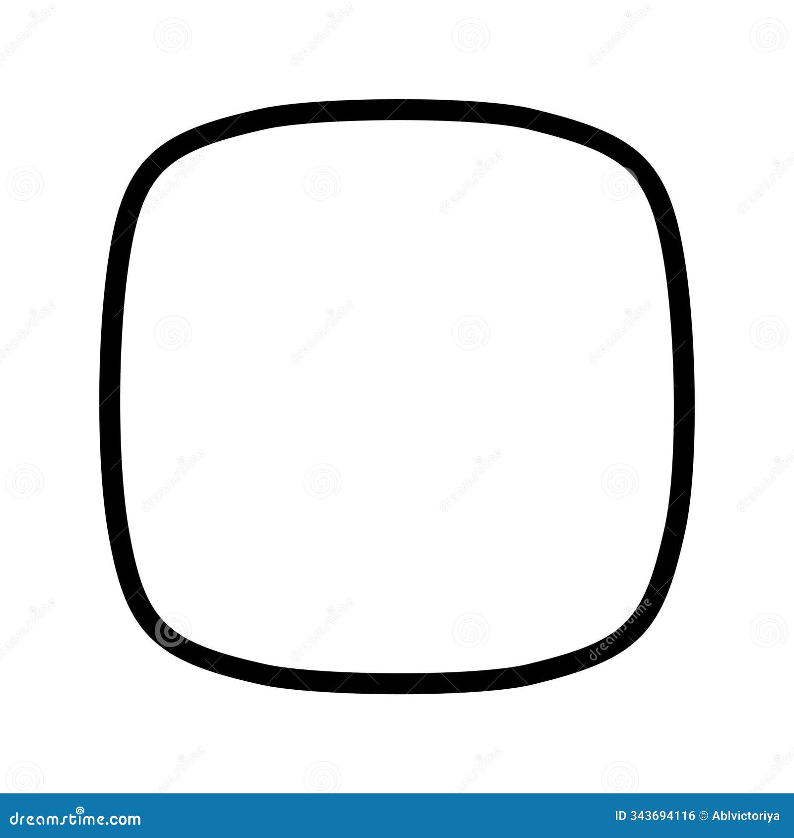 squircle or square with rounded borders frame. simple geometric   on white background. blank tag or box