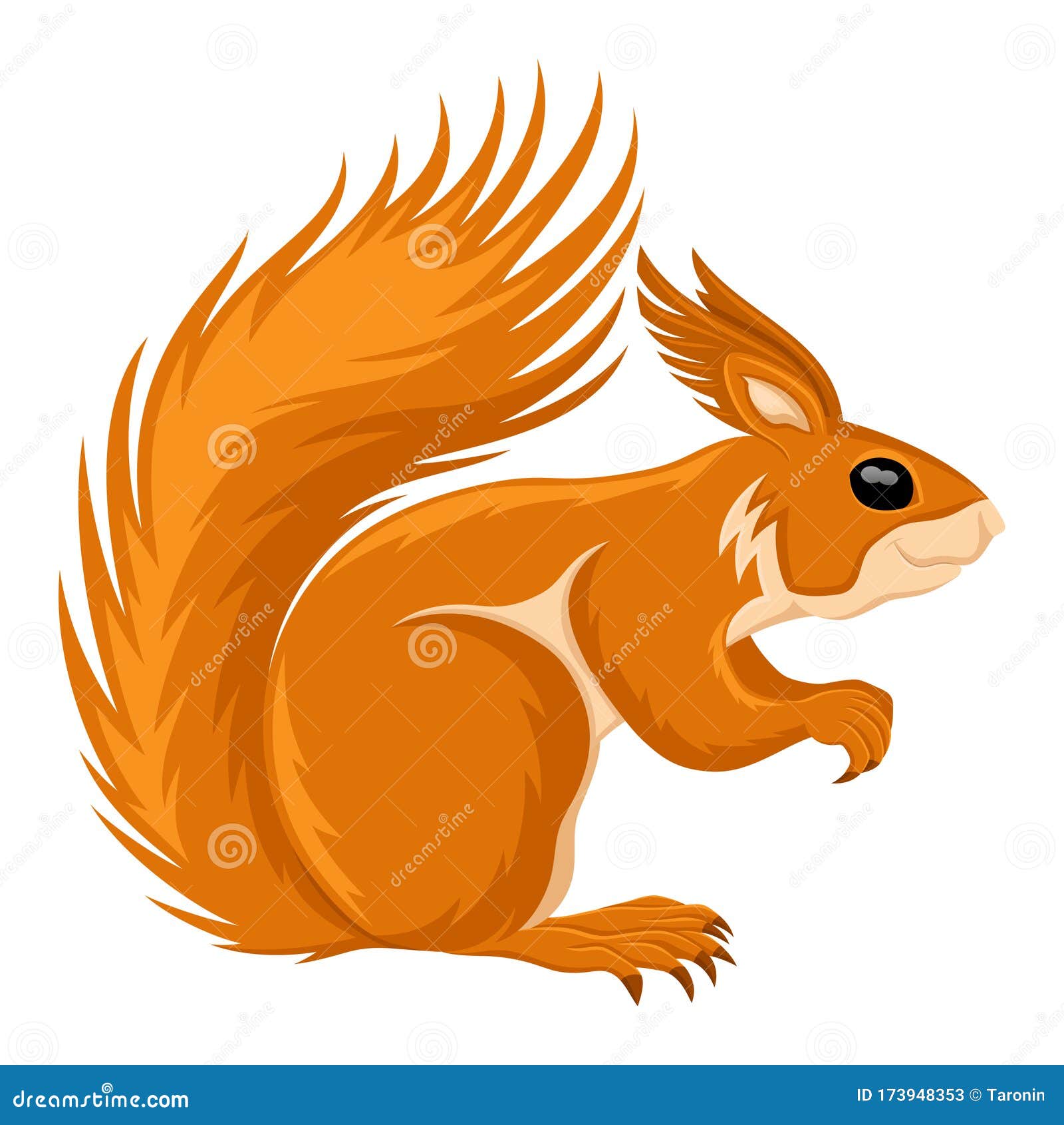 Orange Squirrel Chipmunk Cartoon. Forest Animal Vector Illustration Of