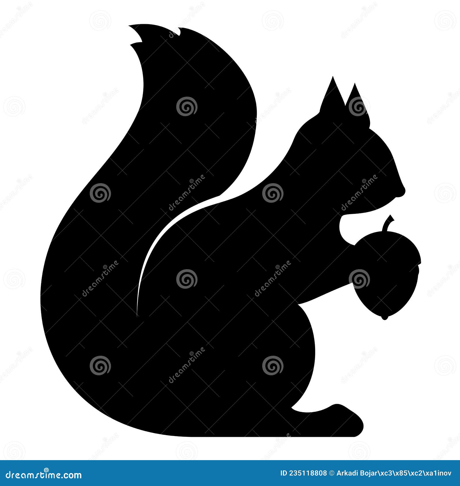 Squirrel with Acorn Vector Silhouette Icon Stock Vector - Illustration ...