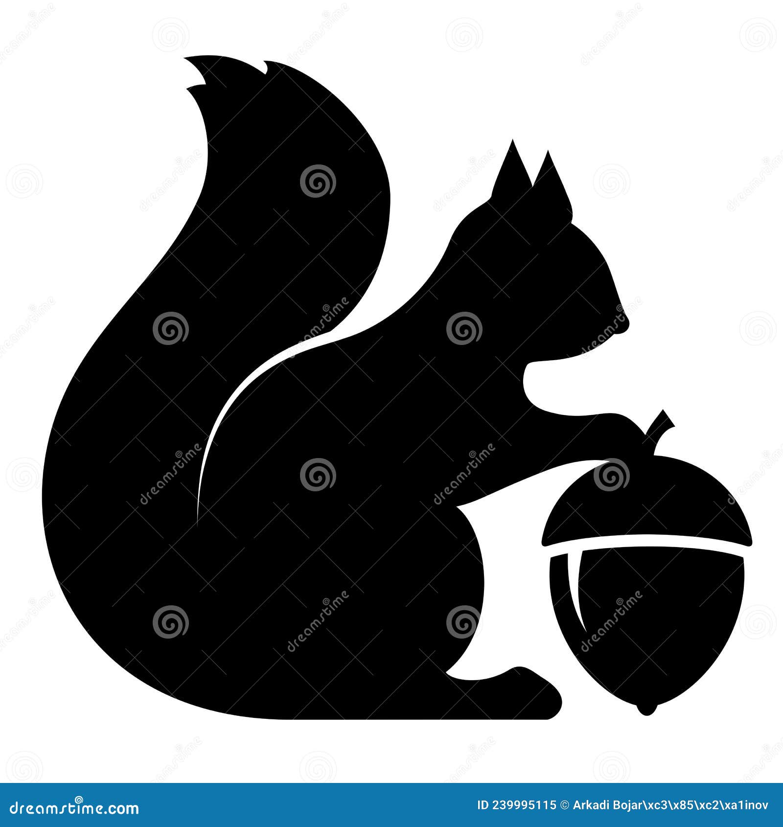 Squirrel with Acorn Vector Silhouette Icon Stock Vector - Illustration ...
