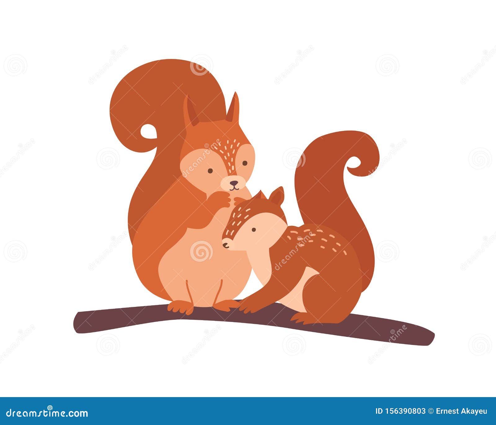 Squirrel with Baby Isolated on White Background. Lovely Family of Cute  Funny Wild Forest Arboreal Animals Stock Vector - Illustration of isolated,  adult: 156390803