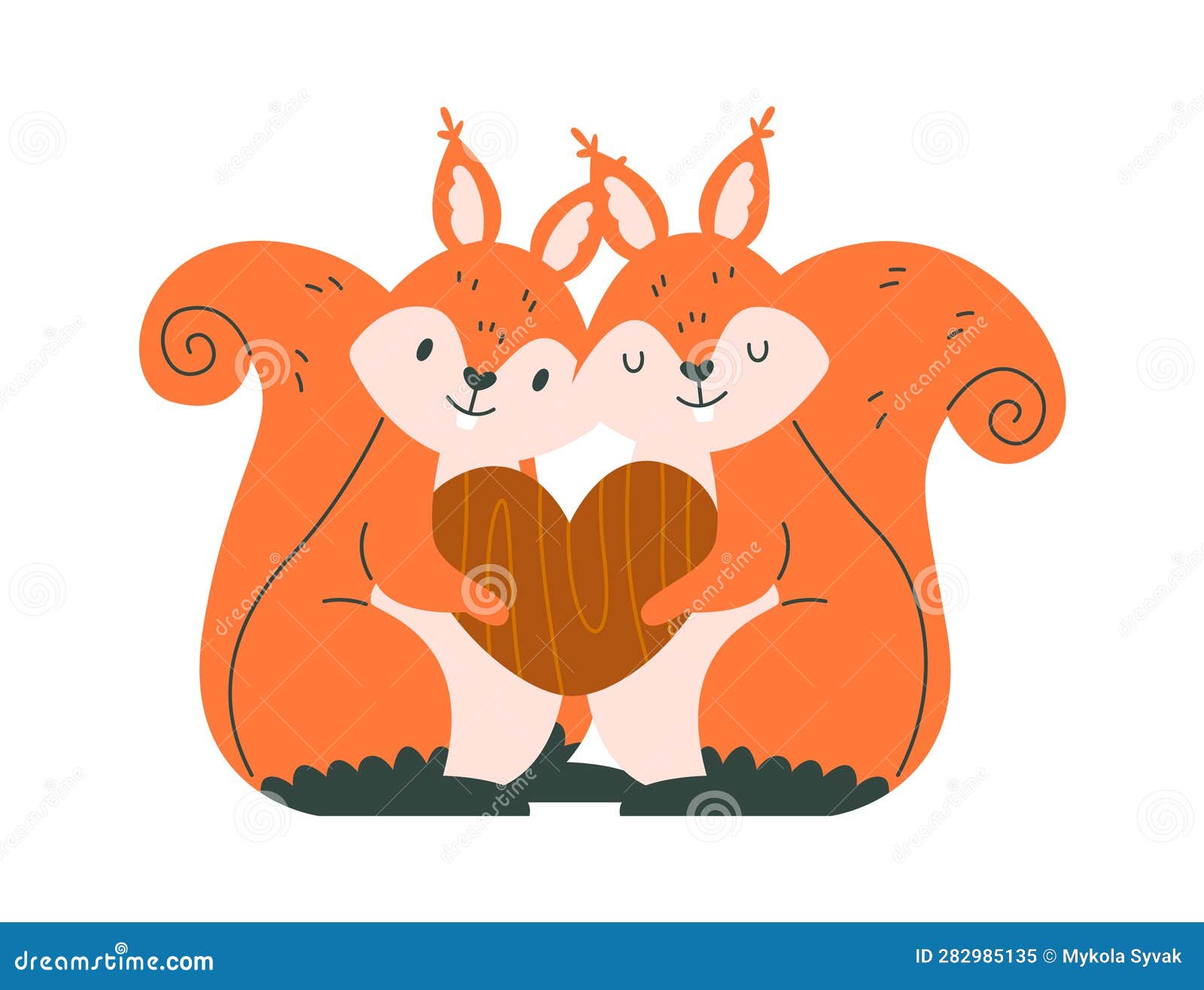 Squirrel Couple with Heart stock vector. Illustration of valentine 282985135