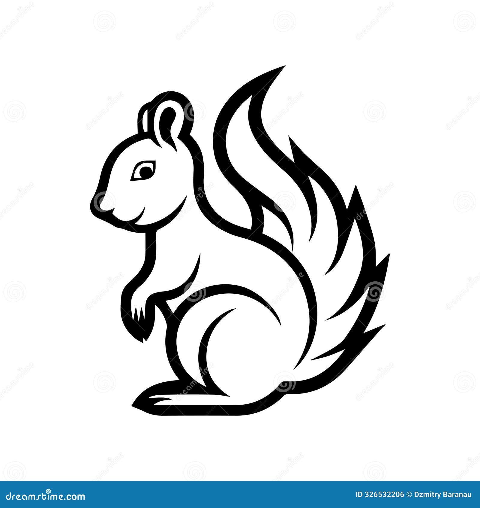 squirrel icon or modern line .  line art and icon  with bold outline. black and white pixel perfect minimalistic