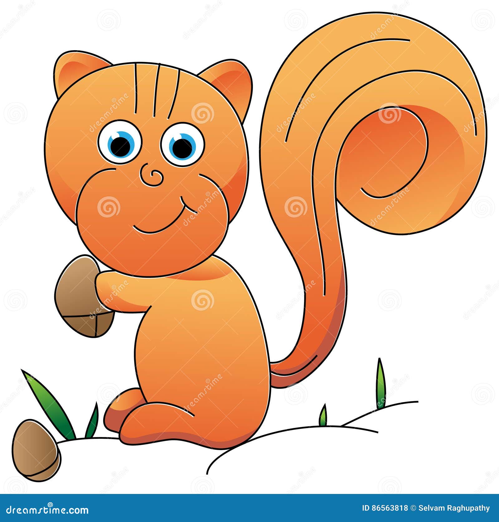 Squirrel with a nut stock vector. Illustration of funny 86563818