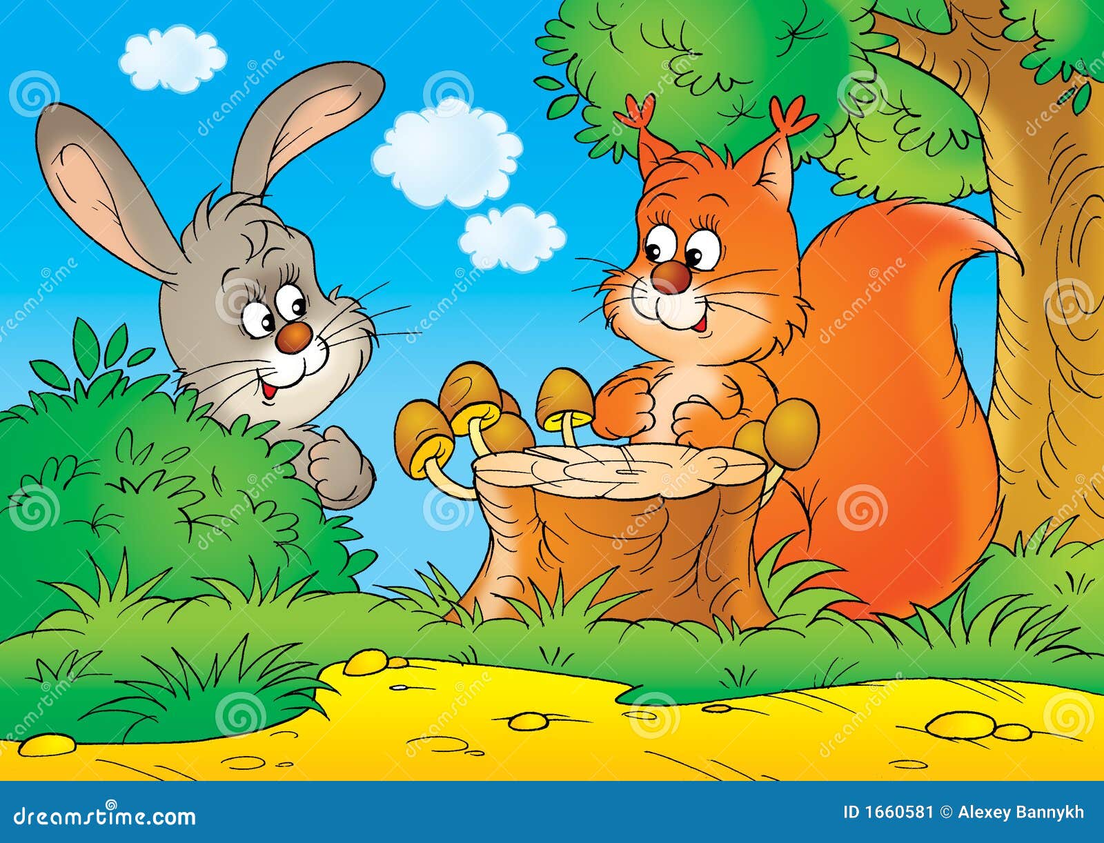 Squirrel and rabbit stock illustration. Illustration of fairy 1660581