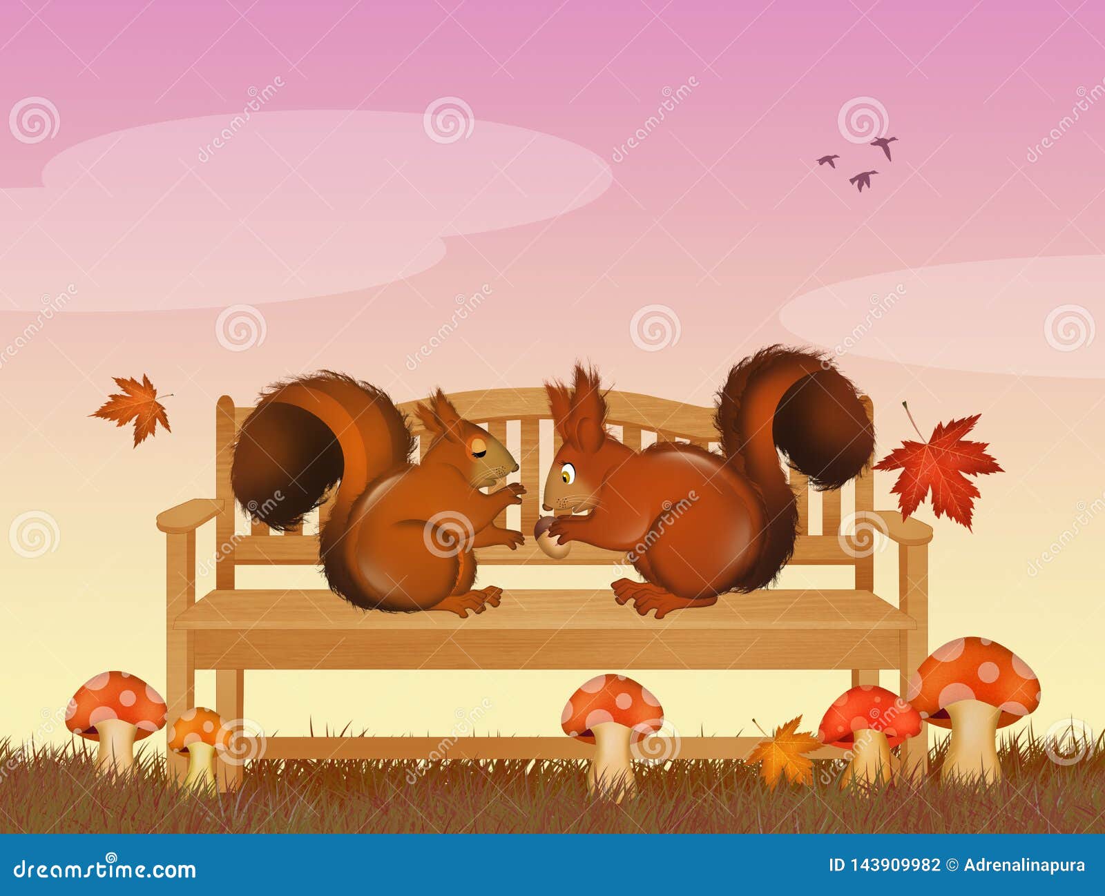 Squirrels in love stock illustration. Illustration of nature 143909982
