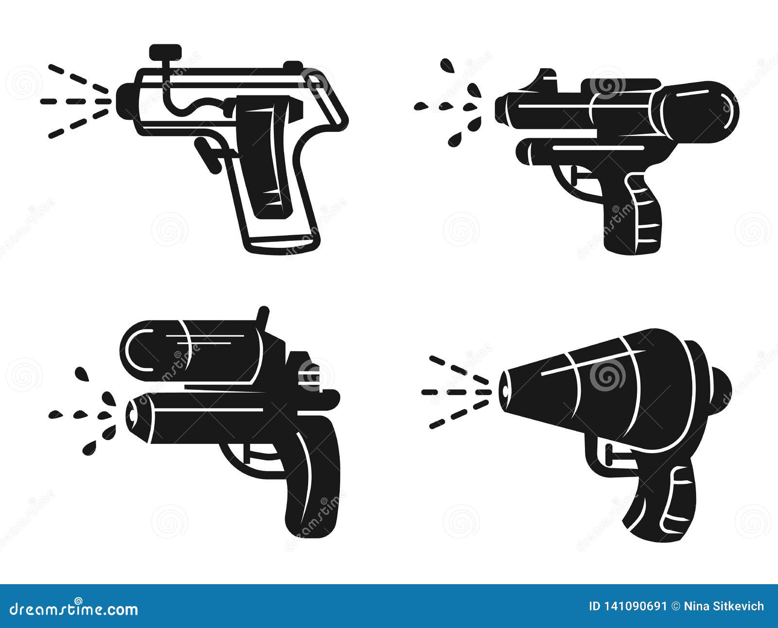 Squirt Gun Icons Set Simple Style Stock Vector Illustration Of Spray Element