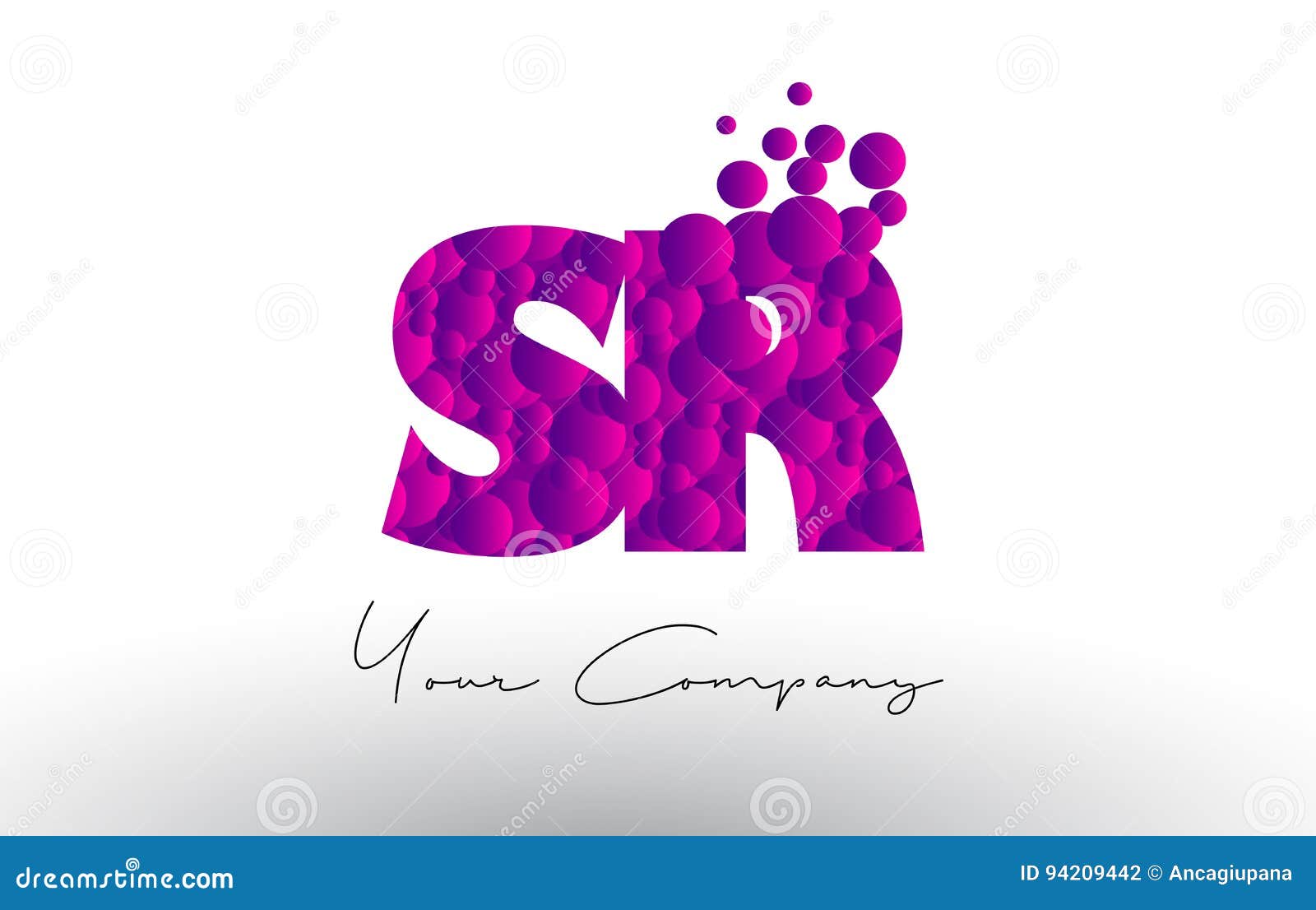 SR S R Dots Letter Logo with Purple Bubbles Texture. Stock Vector ...