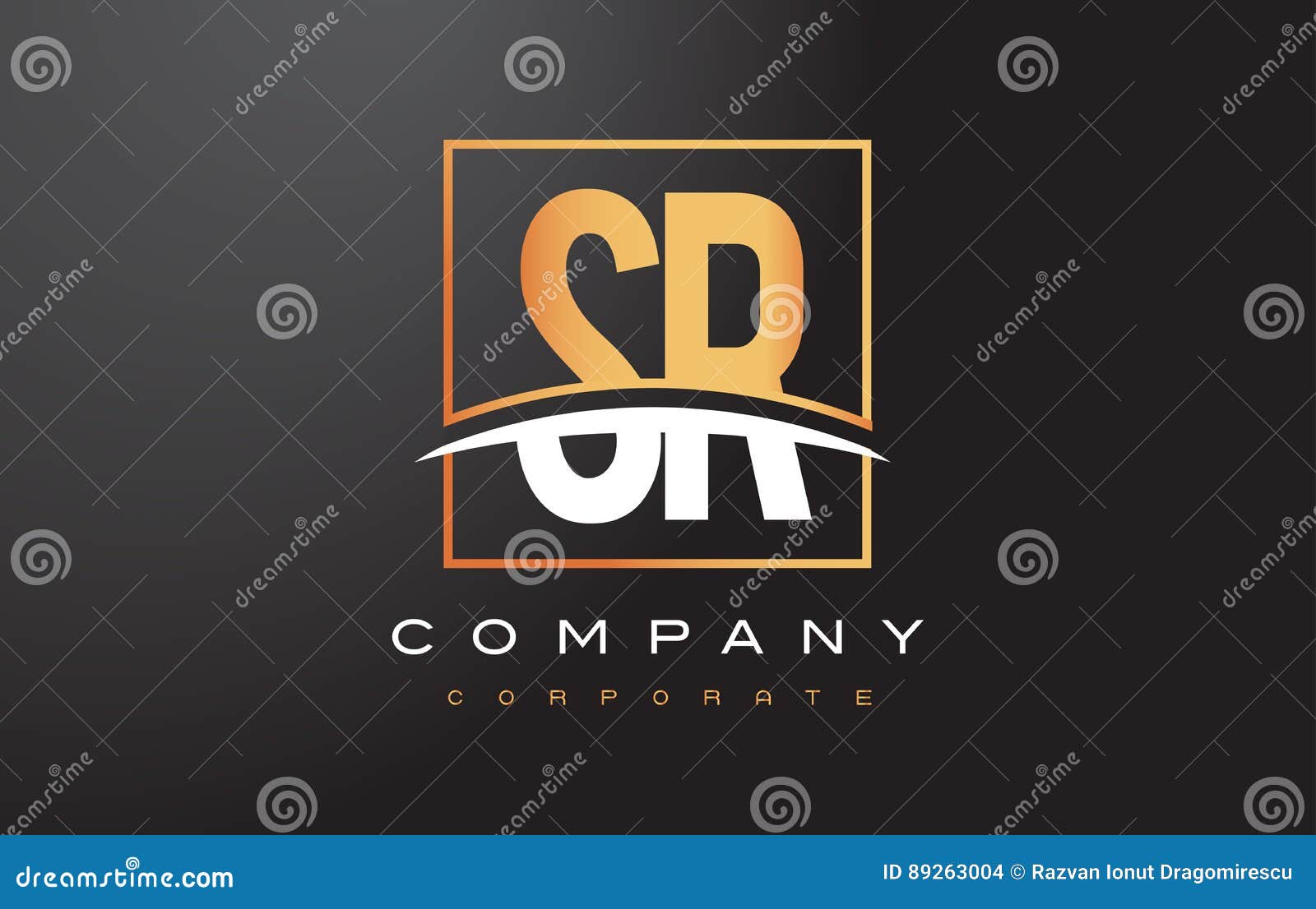 Download SR S R Golden Letter Logo Design With Gold Square And ...