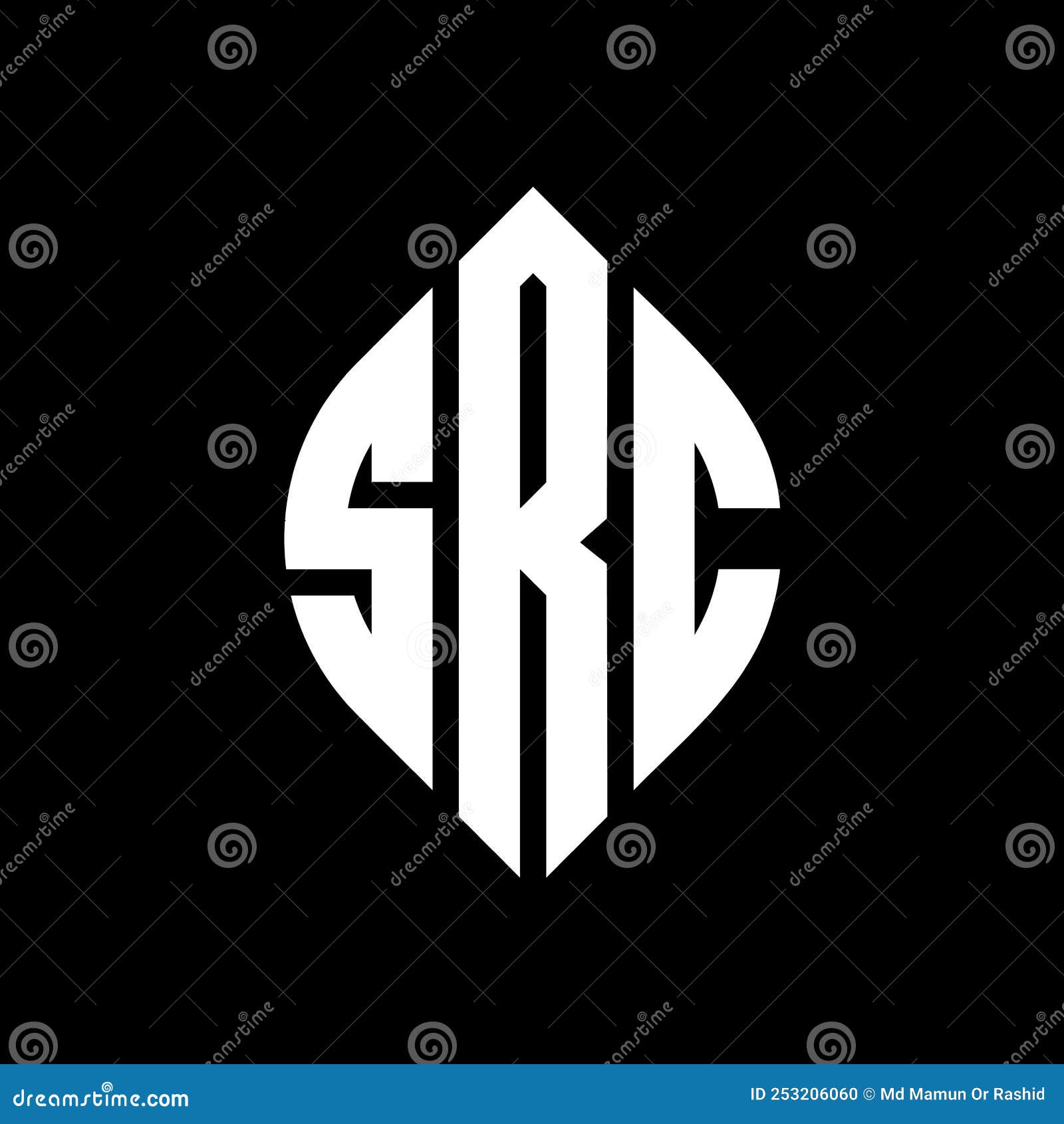 src circle letter logo  with circle and ellipse . src ellipse letters with typographic style. the three initials form a