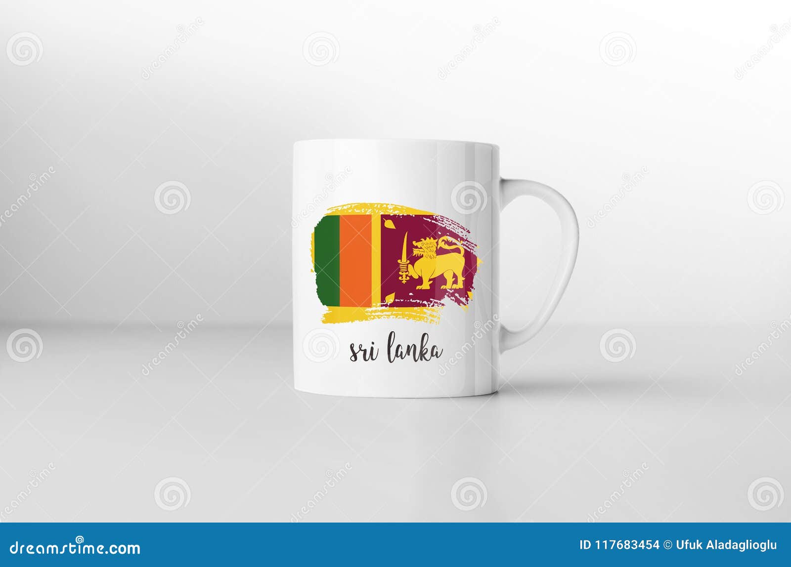 Sri Lanka Flag on White Coffee Mug. Stock Illustration Illustration