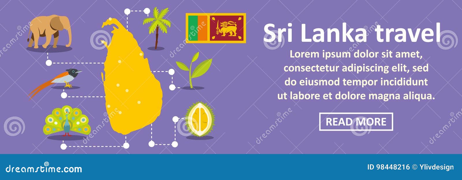 Sri Lanka Travel Banner Horizontal Concept Stock Vector Illustration