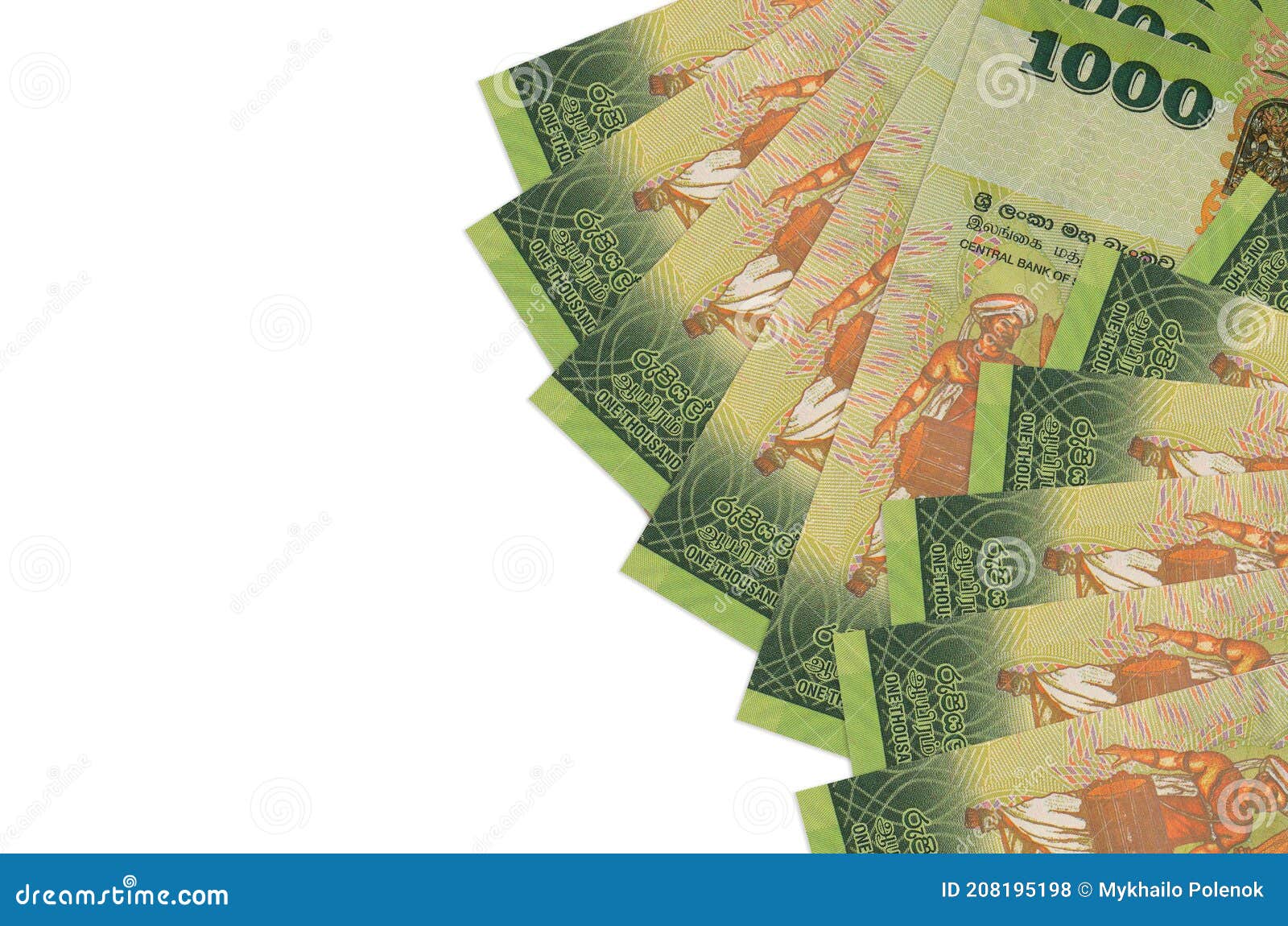 1000 Sri Lankan Rupees Bills Lies Isolated White Background with Copy Space. Rich Life Conceptual Background Photo - Image of lankan, pattern: 208195198