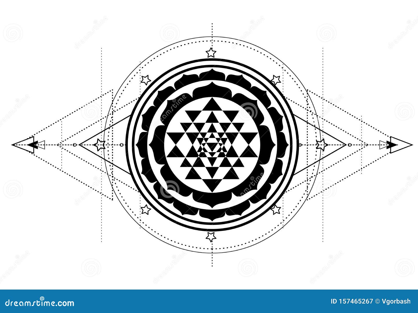The Sri Yantra Or Sri Chakra Form Of Mystical Diagram Shri Vidya School Of Hindu Tantra Symbol Sacred Geometry Vector Design Stock Vector Illustration Of Meditation Healing 157465267
