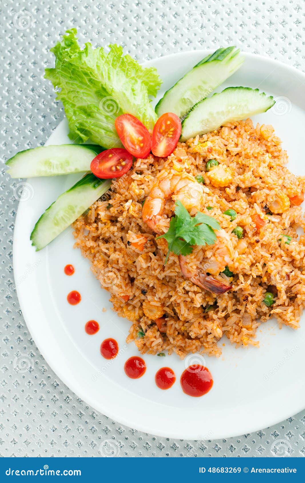 Sriracha Fried Rice With Shrimp Stock Image Image Of Fresh Mint