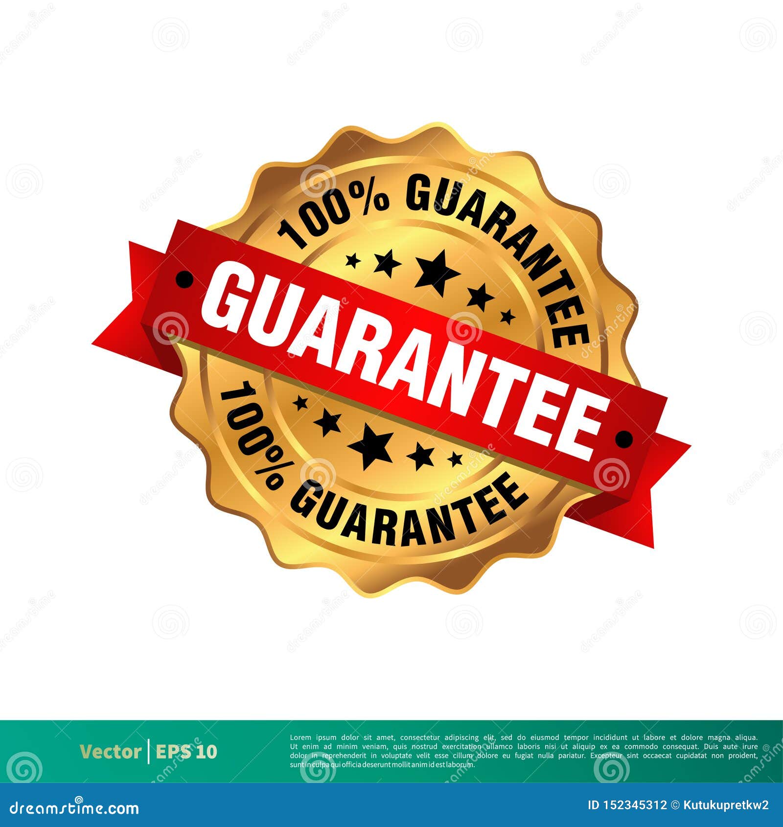100 Guarantee Gold Seal Stamp Vector Template Illustration Design