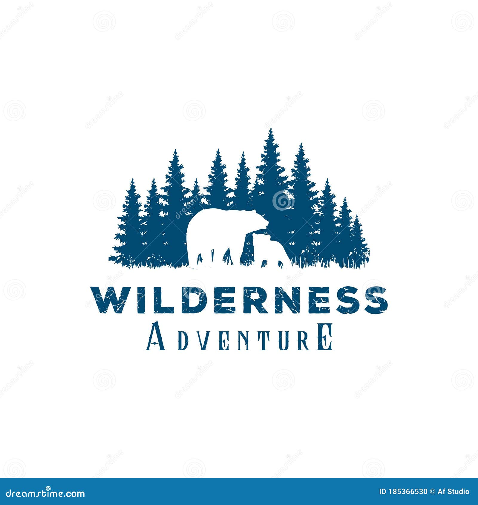 bear and pine cedar conifer wilderness adventure logo  