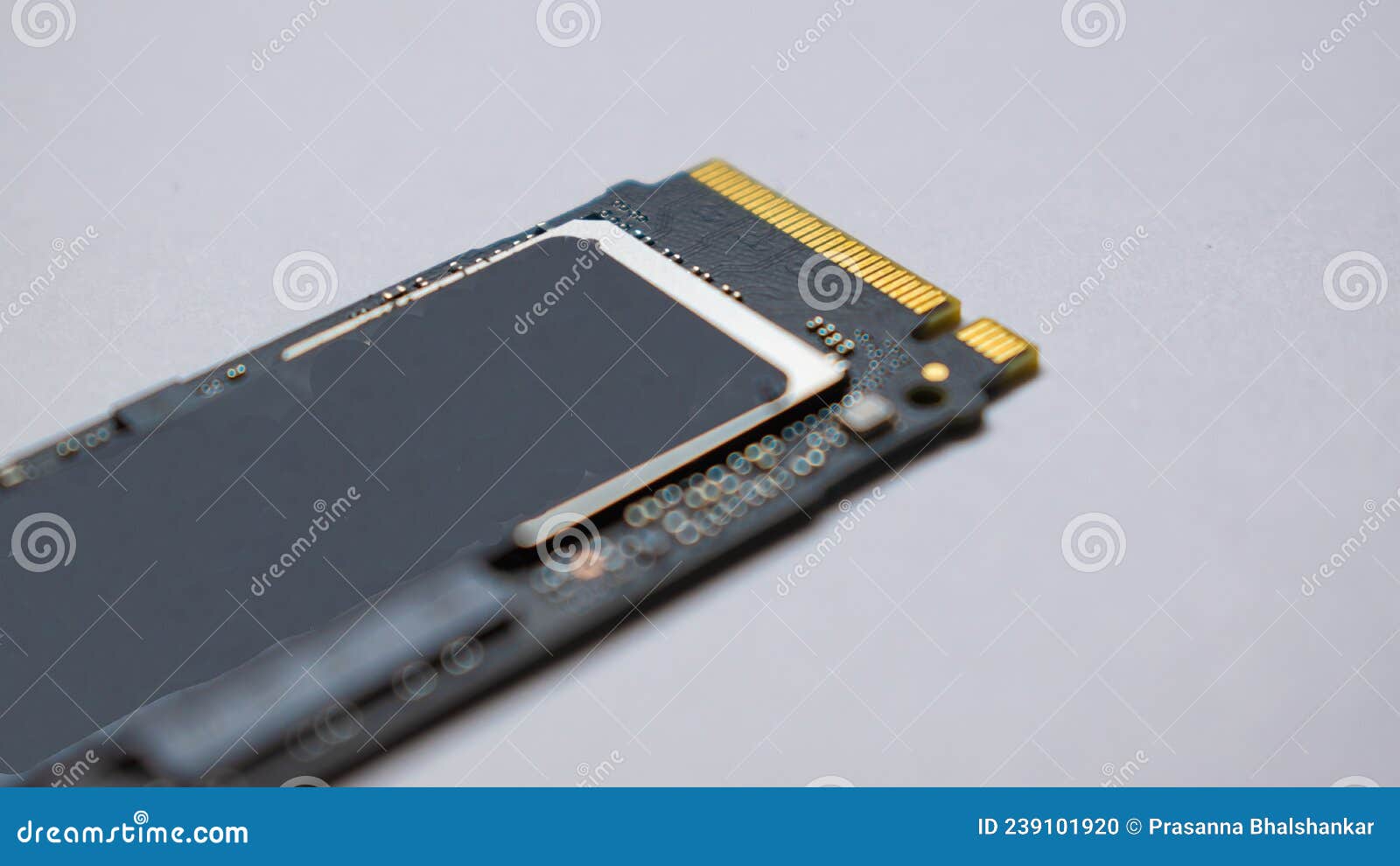 ssd hard drive nvme 256gb  on a white background. hard drive with m2 interface, with selective focus on the interface