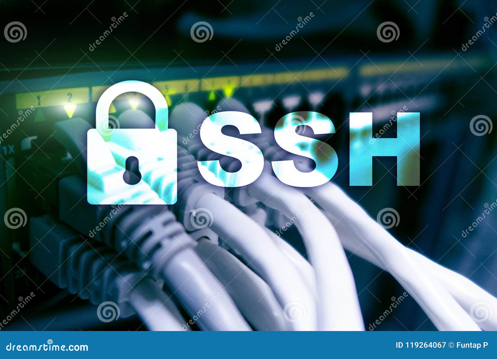 SSH Secure Shell Network Connection. Server Room On