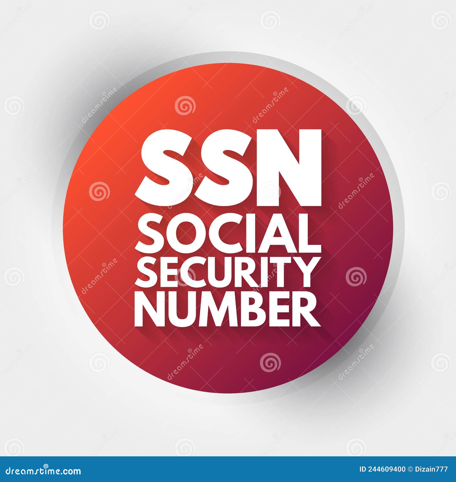 ssn - social security number acronym, concept background