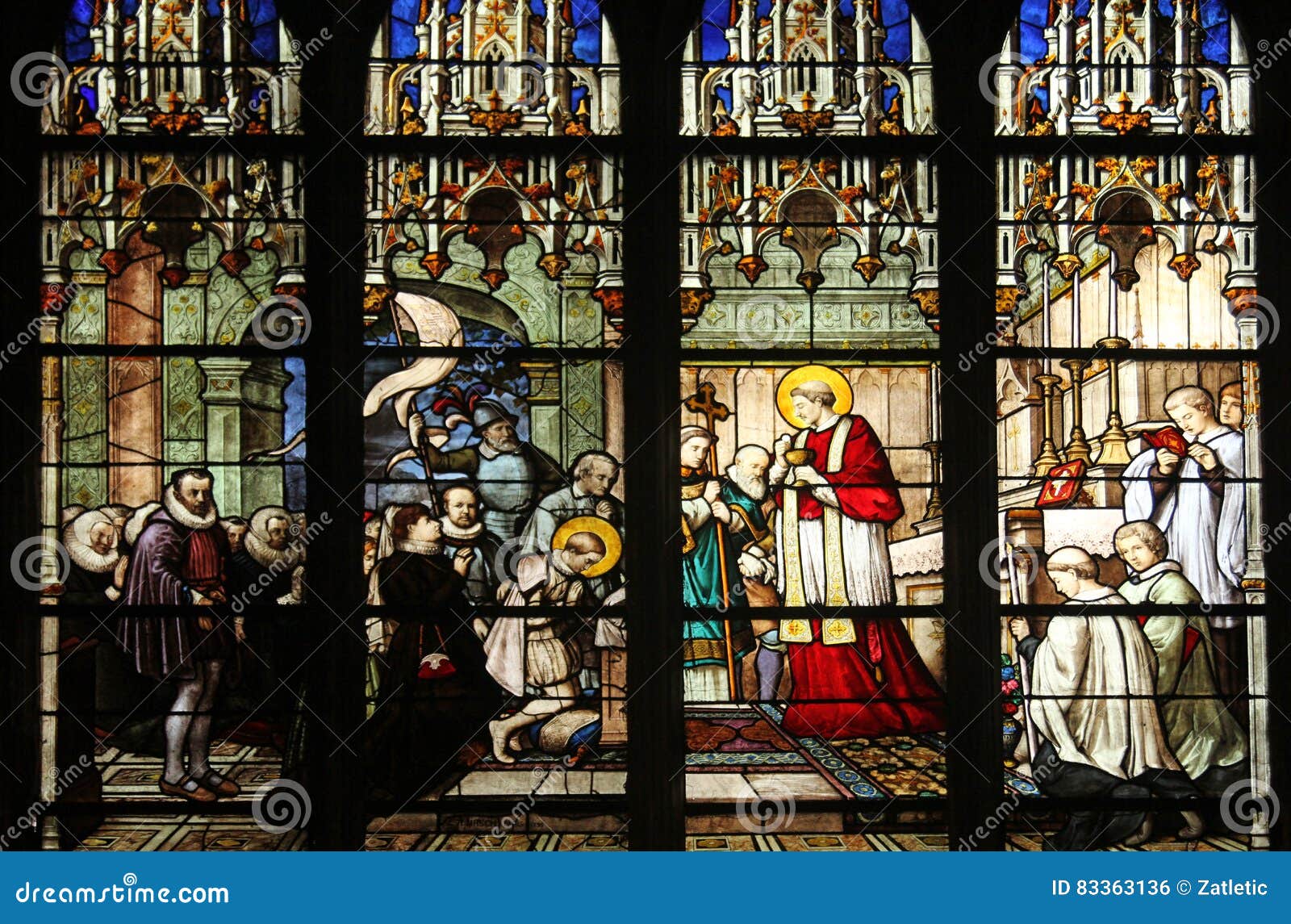 st. aloysius gonzaga receiving first communion from the hands of saint charles borromeo