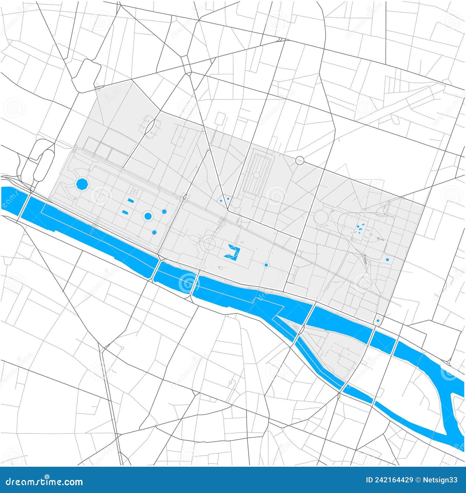 1st Arrondissement, Paris, FRANCE High Detail Vector Map Stock Vector