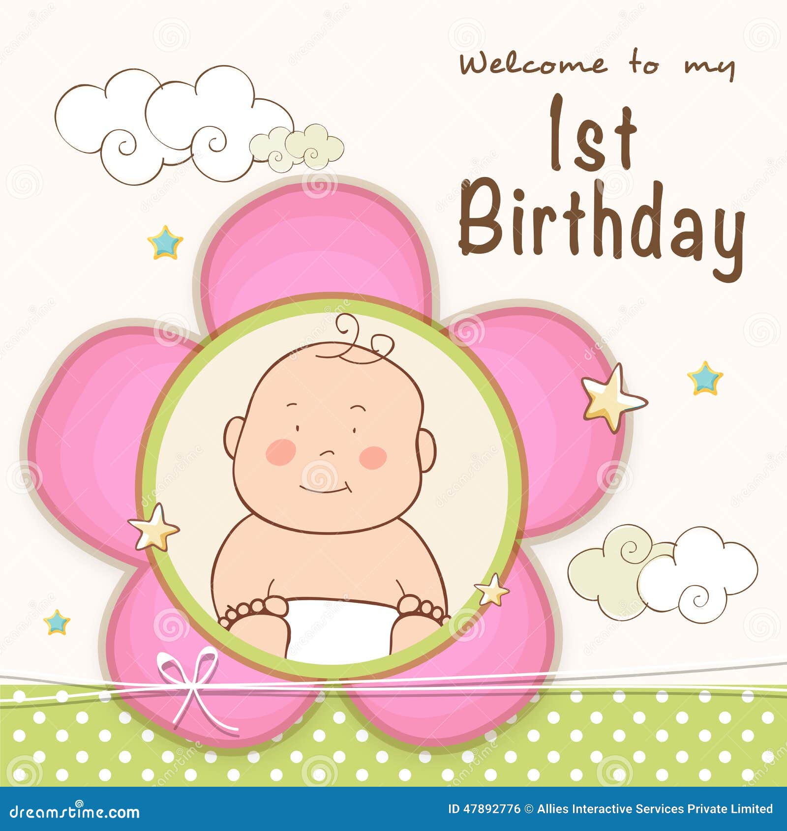 1st Birthday Invitation Card Design Stock Illustration