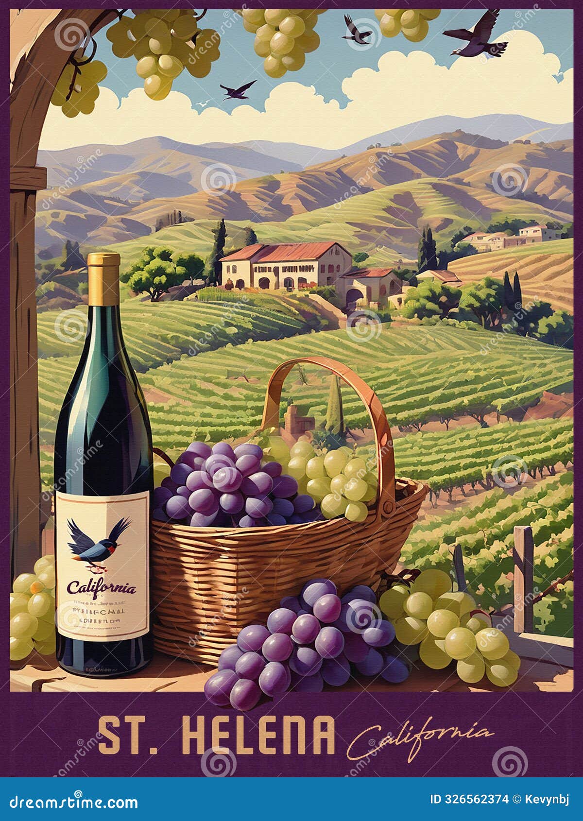 st. helena california vintage travel poster