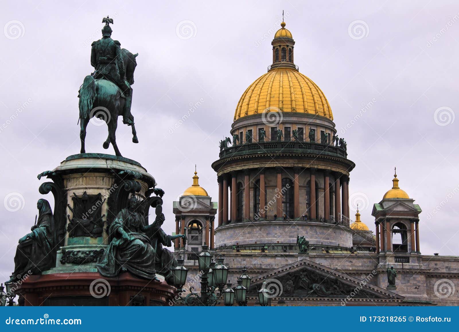 st. isaac`s cathedral and monument to emperor nicholas i. st. petersburg