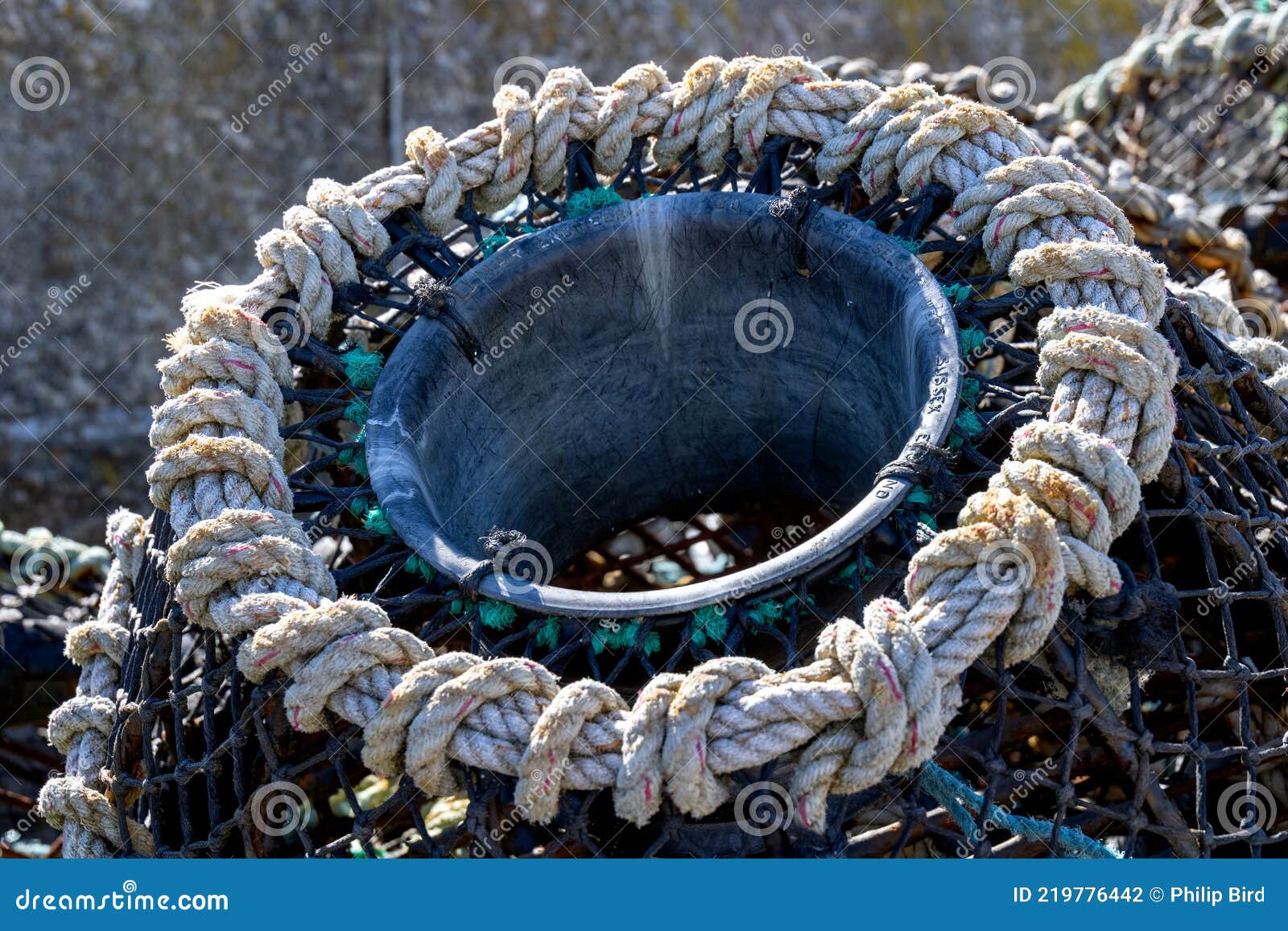 Lobster Pots on the Quayside at St Ives, Cornwall on May 13, 2021 Stock