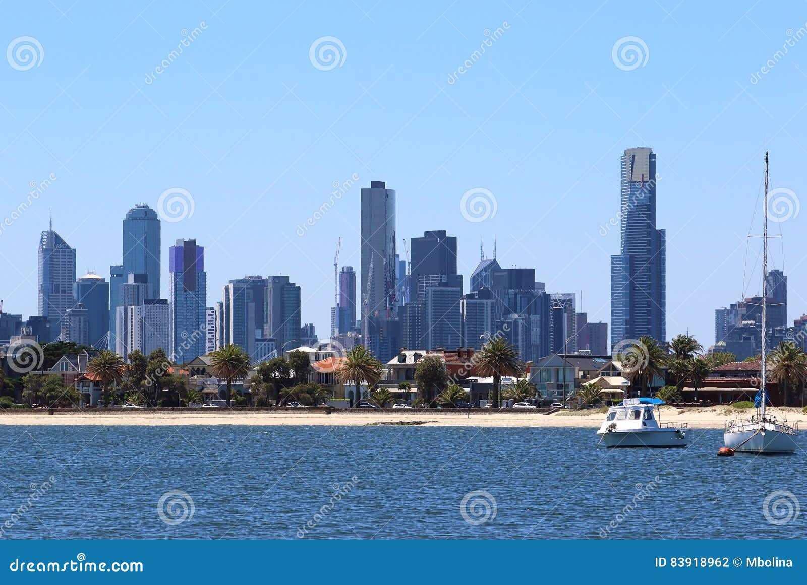 St Kilda Pier With Melbourne City Background Stock Photo Image