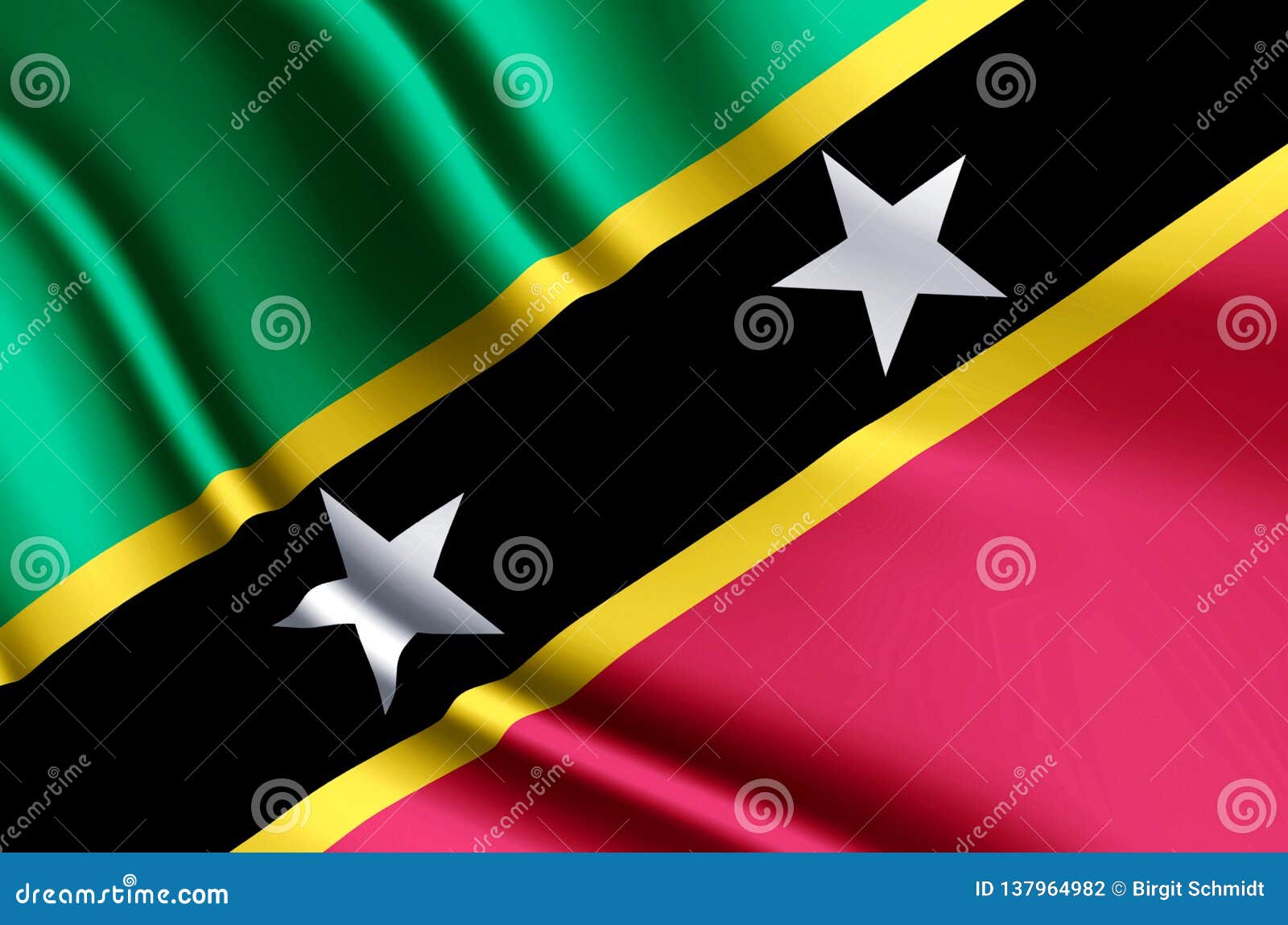 St. Kitts and Nevis Realistic Flag Illustration Stock Illustration