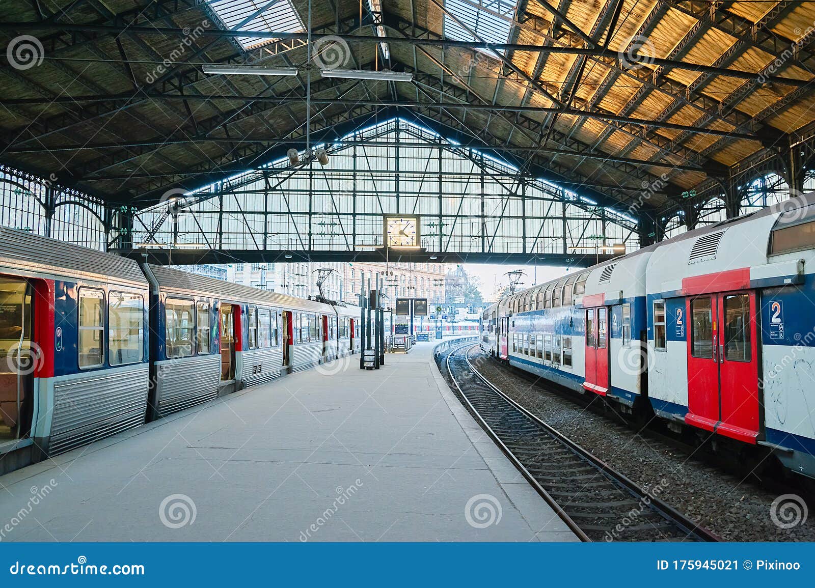 St Lazare Train Station In Paris France Empty Of Travelers Editorial