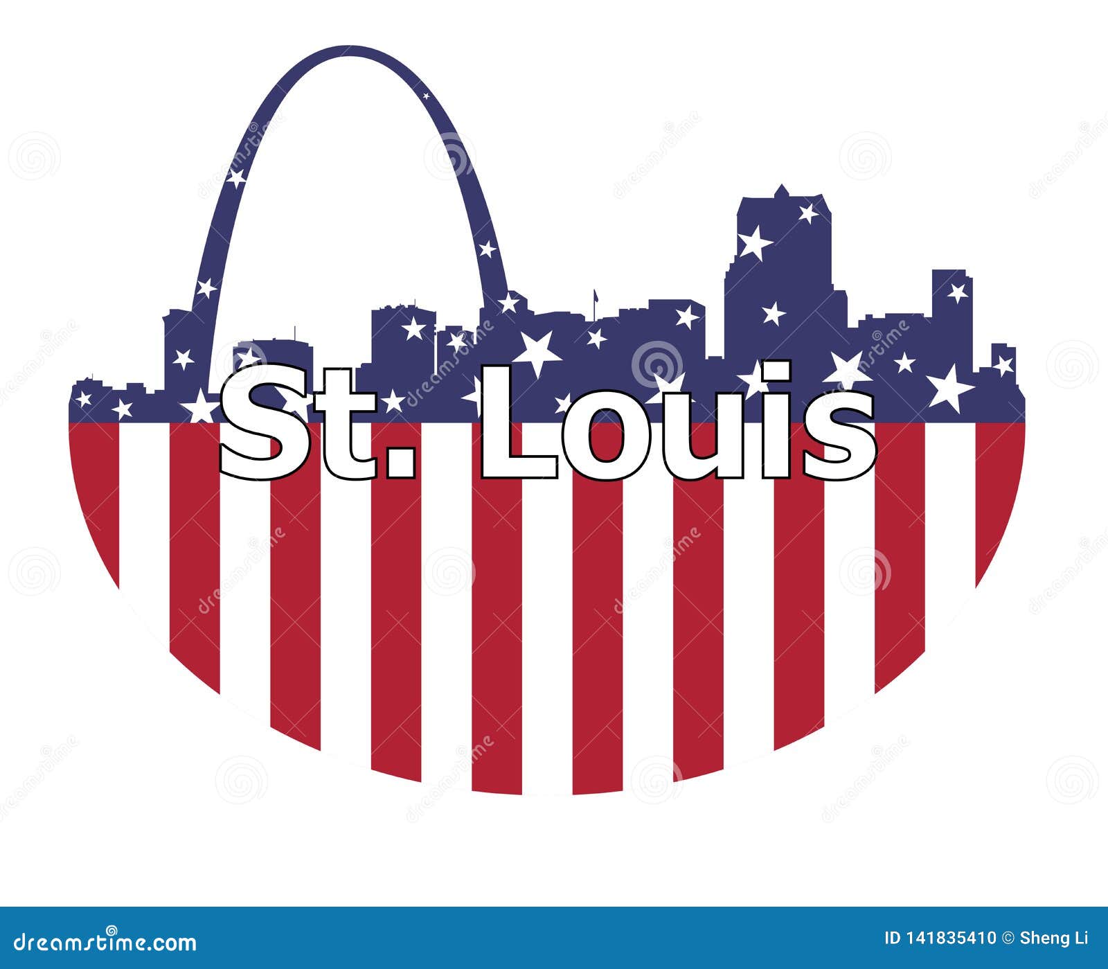 St. Louis City And USA Flag Stock Vector - Illustration of building, landmark: 141835410