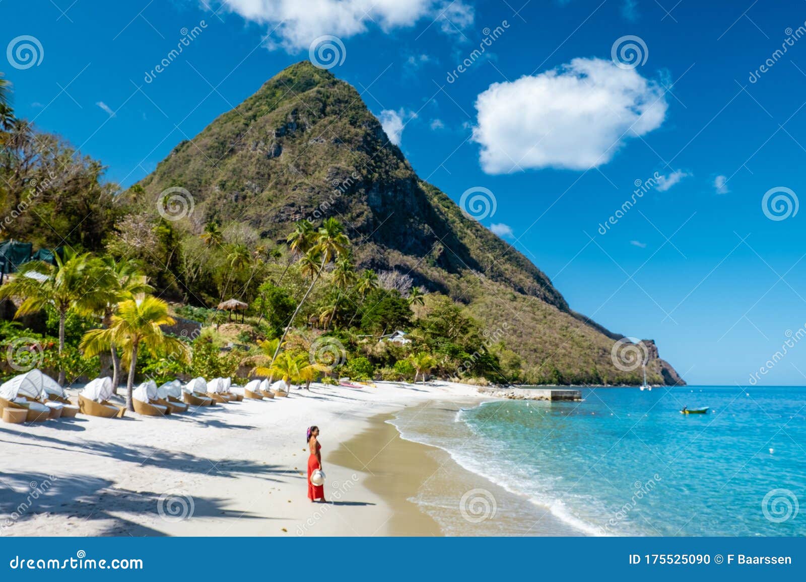 st lucia caribbean, woman on vacation at the tropical island of saint lucia