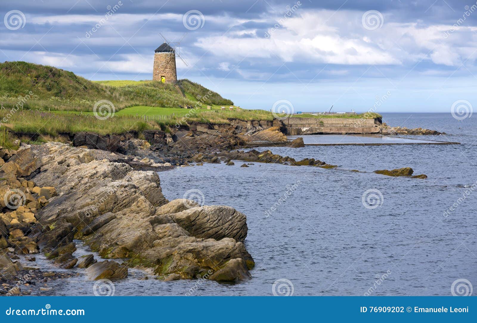st monans coastal windmill in the east neuk of fife area, scotland.
