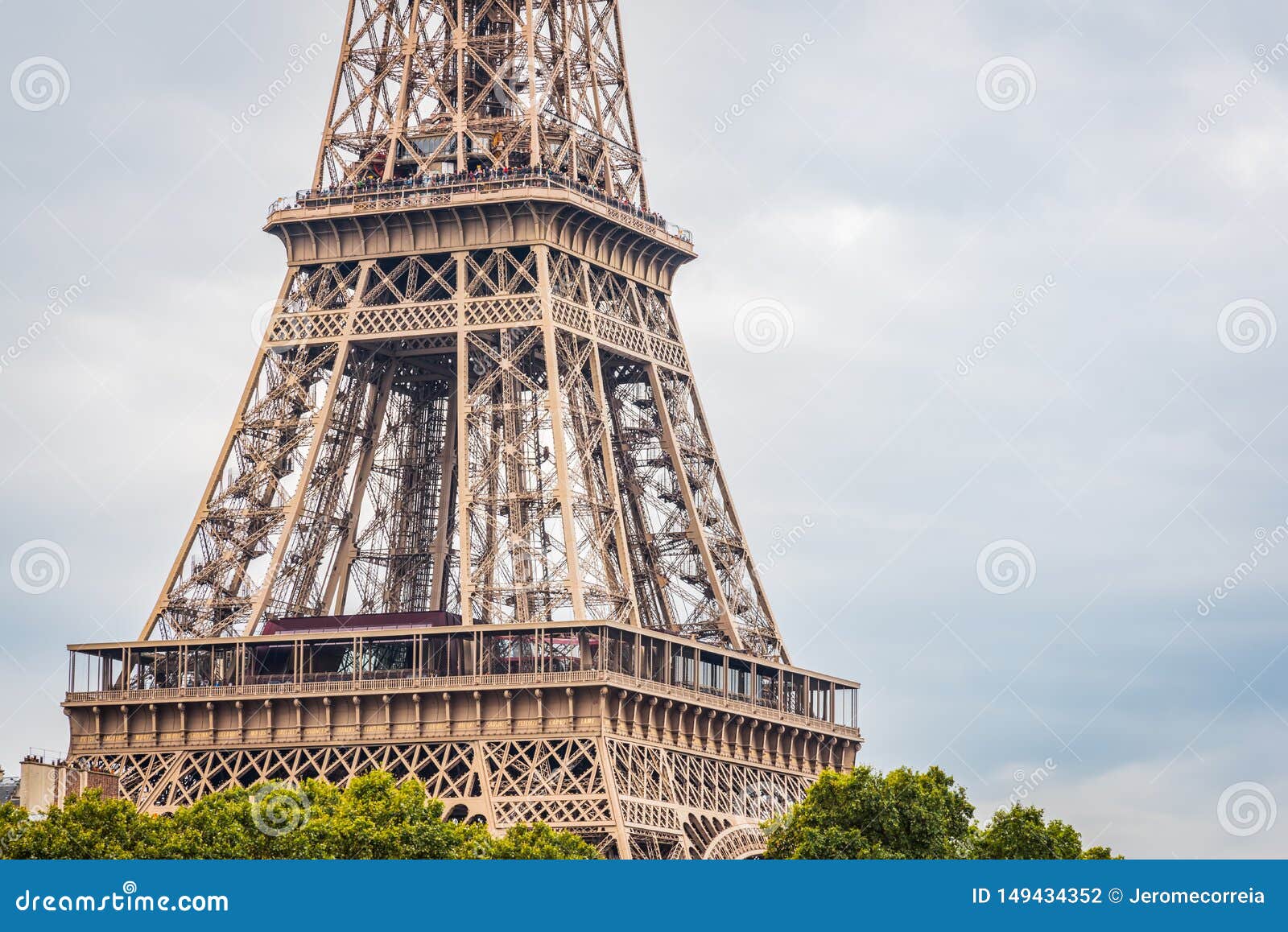 1st And 2nd Floor Of The Eiffel Tower On A Beautiful Blue Summer