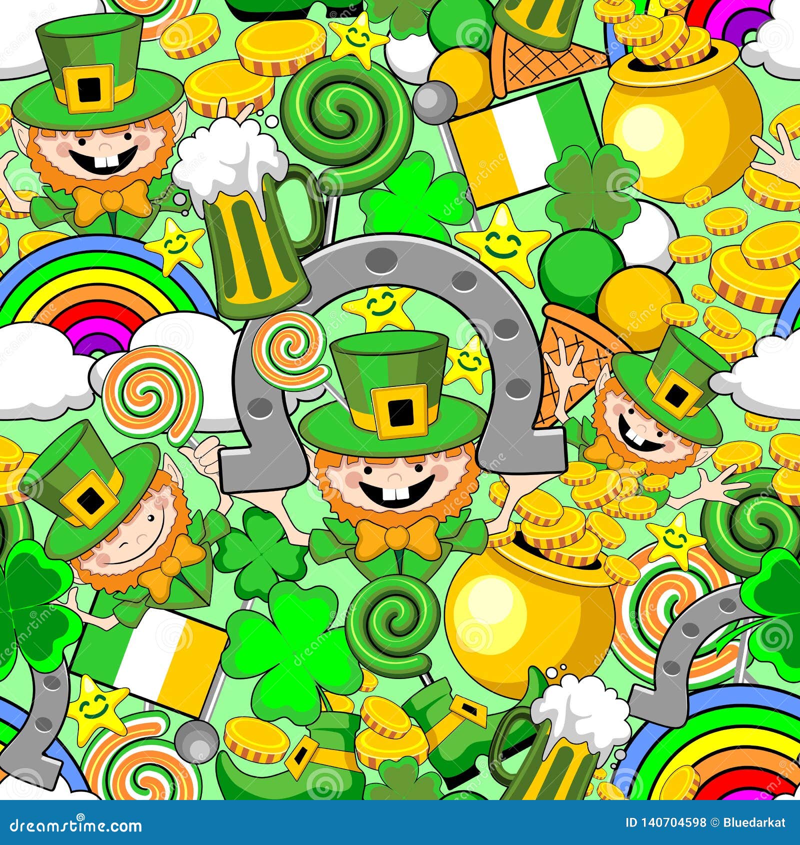 st patrick doodles seamless pattern  