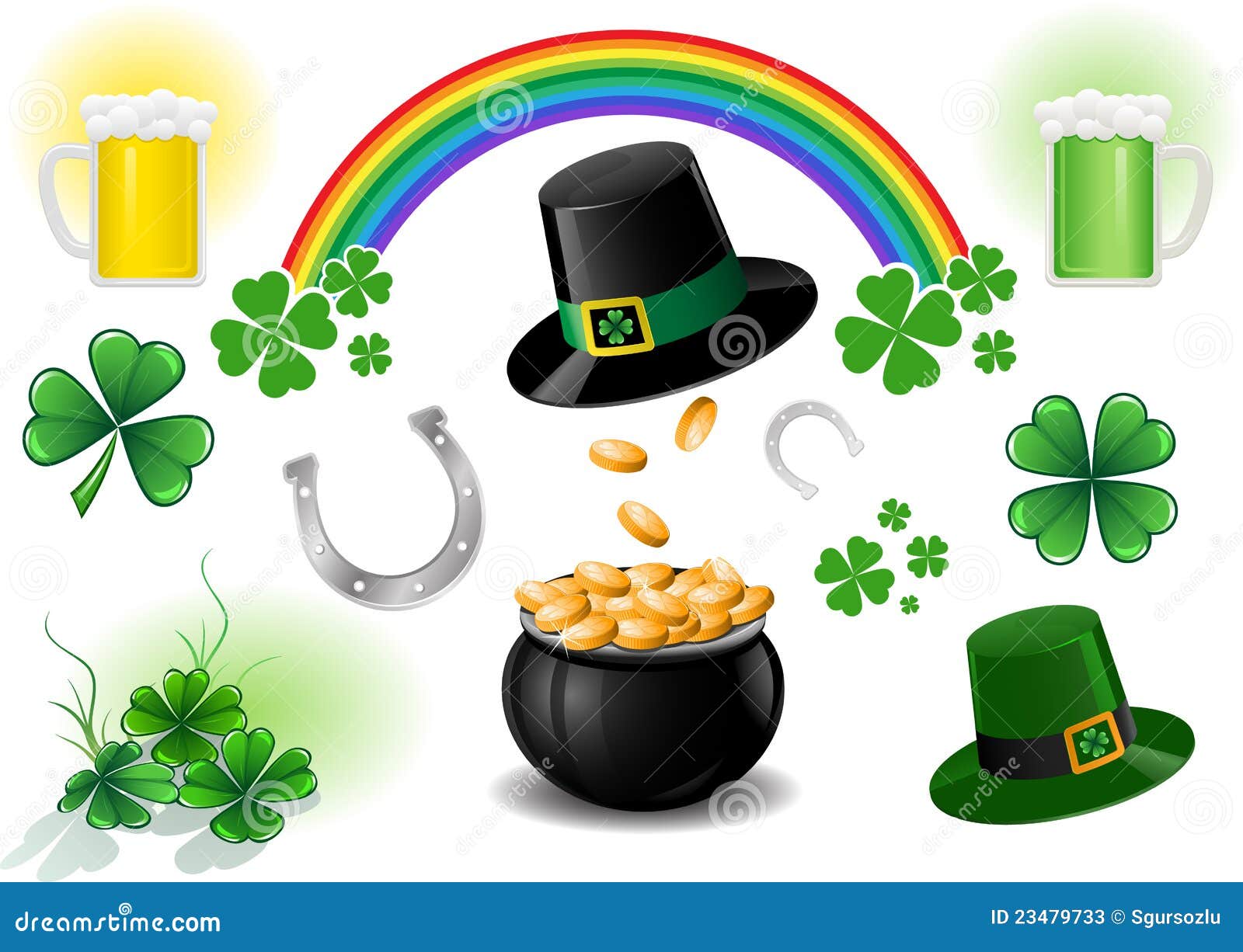 St Patricks Day Design Elements Stock Vector Illustration Of Luck Cauldron 23479733