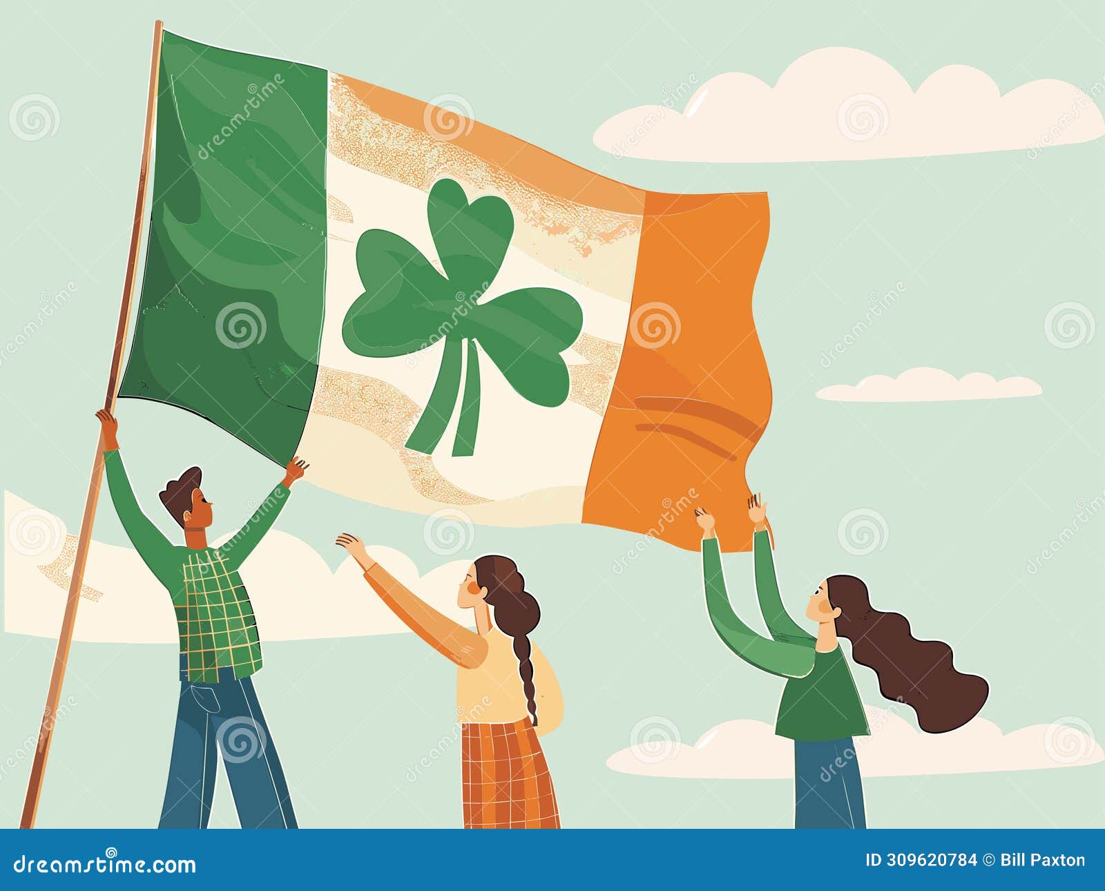 st. patrick's day parade  with irish flags