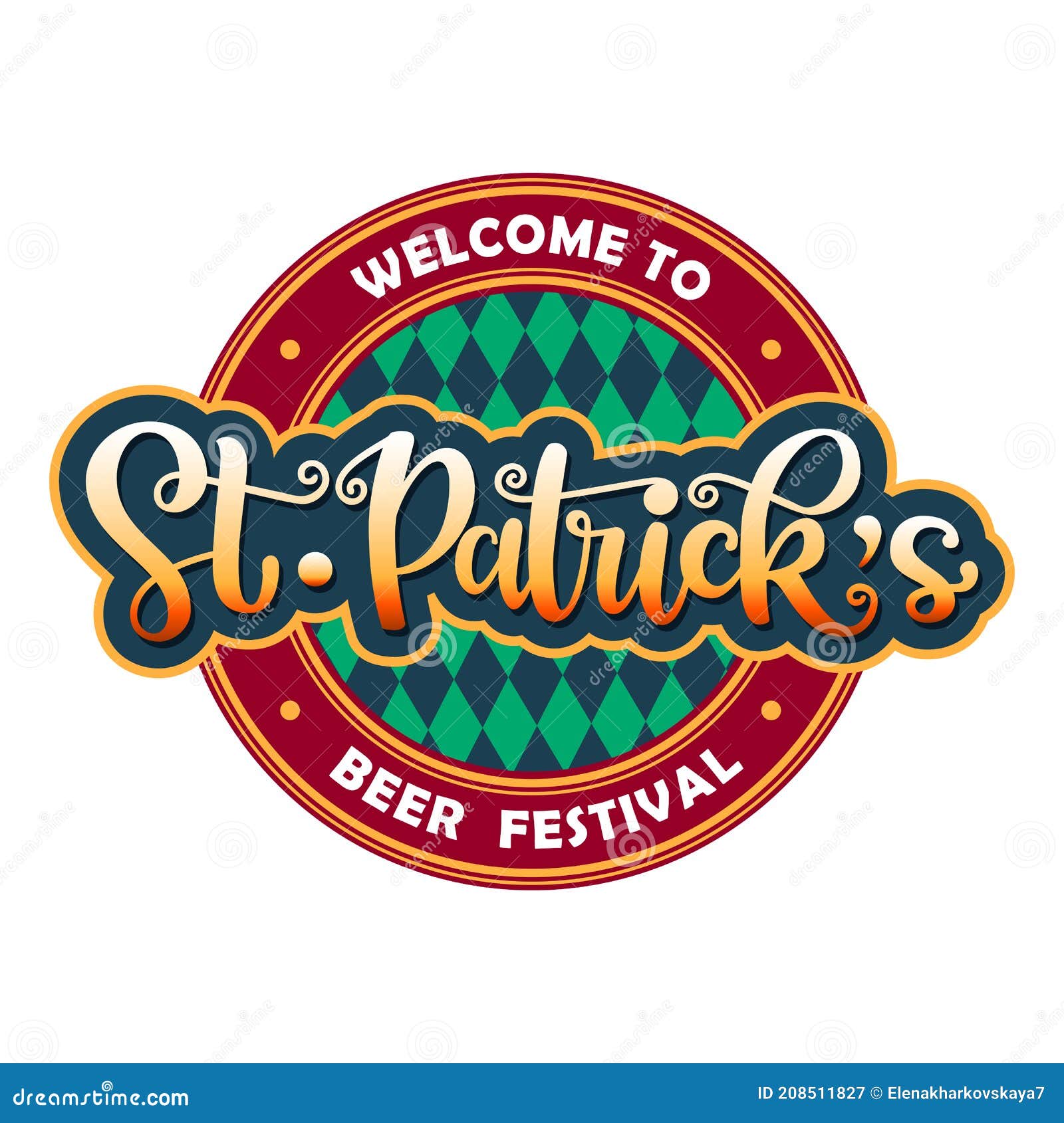 st. patrick's day  logotype. holiday  with lettering typography and label  on white background