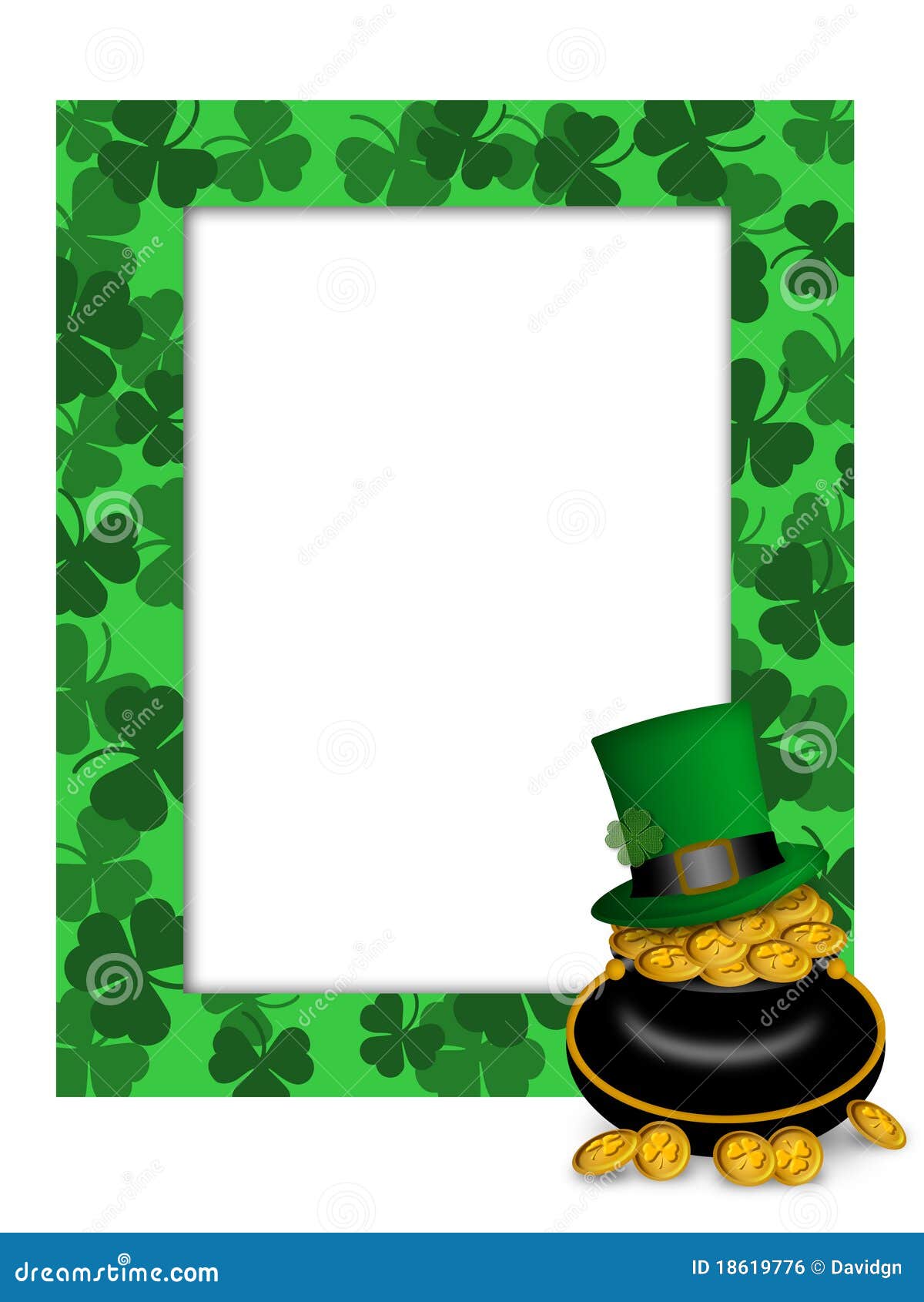 St Patricks Day Leprechaun Hat Pot of Gold Frame Stock Illustration