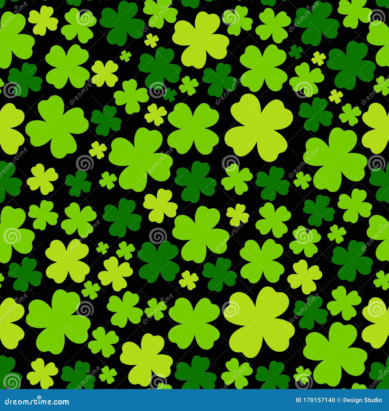 St Patricks Day Seamless Pattern. Green Background with Clover Leaves. Cute  Simple Repeated Design Stock Vector - Illustration of black, lucky:  170157140