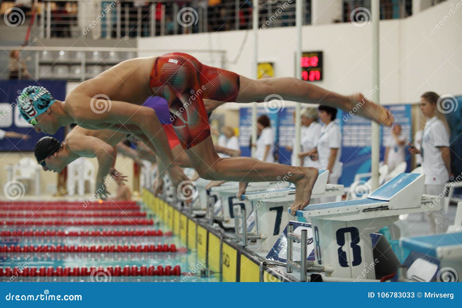 Swimmers At The Start Jump Editorial Stock Photo Image Of Competition Challenge