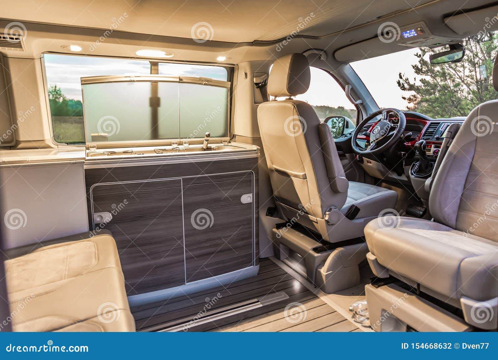 St. Petersburg, Russia - July 22, 2019: Interior of Modern Volkswagen  Multivan California Ocean Transporter T6. Kitchen Inside Editorial  Photography - Image of campervan, international: 154668632