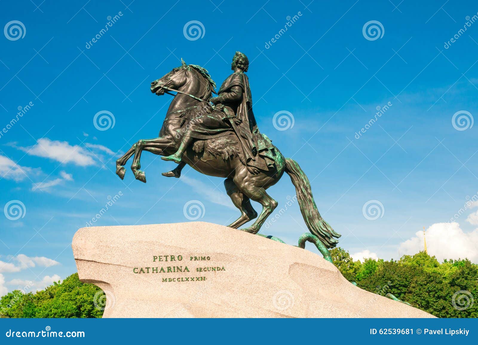 ST. PETERSBURG, RUSSIA - JULY 26, 2015: Monument to Peter the Great(the Bronze Horseman) on the Senate Square in Saint Petersburg, Russia.