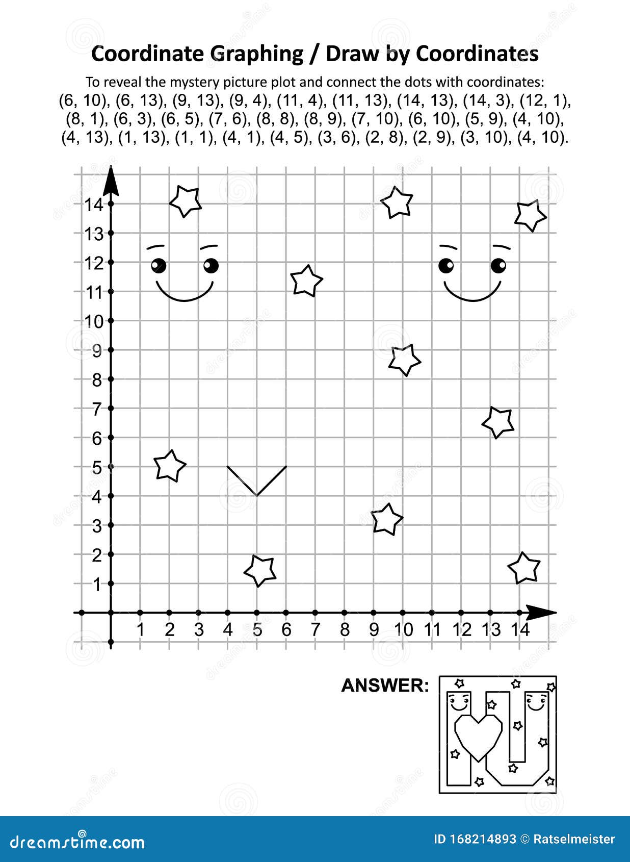 St Day Coordinate Graphing, or Draw by Coordinates, Math Worksheet Stock - Illustration of coordinates: 168214893