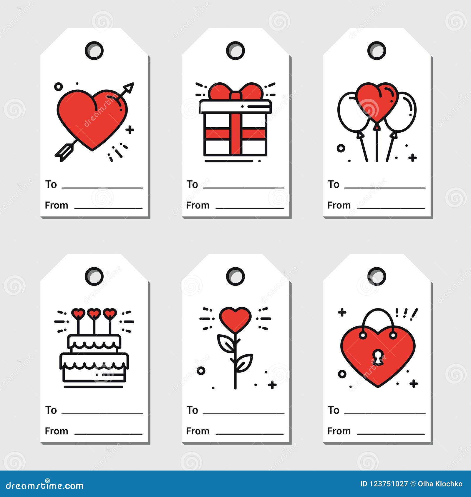 St Valentine S Day Gift Tags Printable Tags Collection Love Romantic Wedding Theme Holiday Label Stock Vector Illustration Of Greeting Gift 123751027