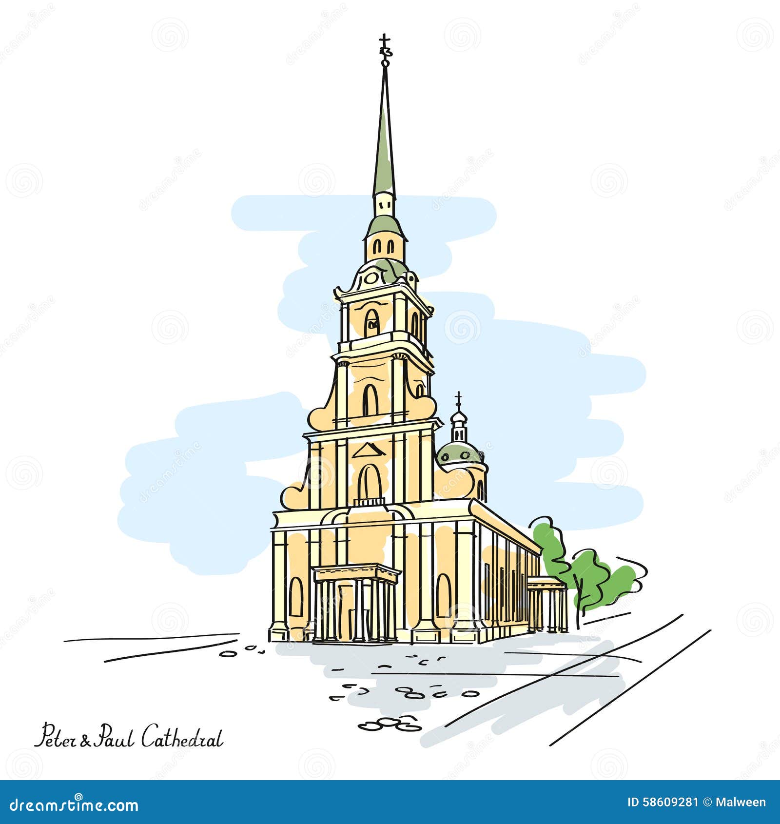 Петропавловский собор Санкт-Петербург нарисован